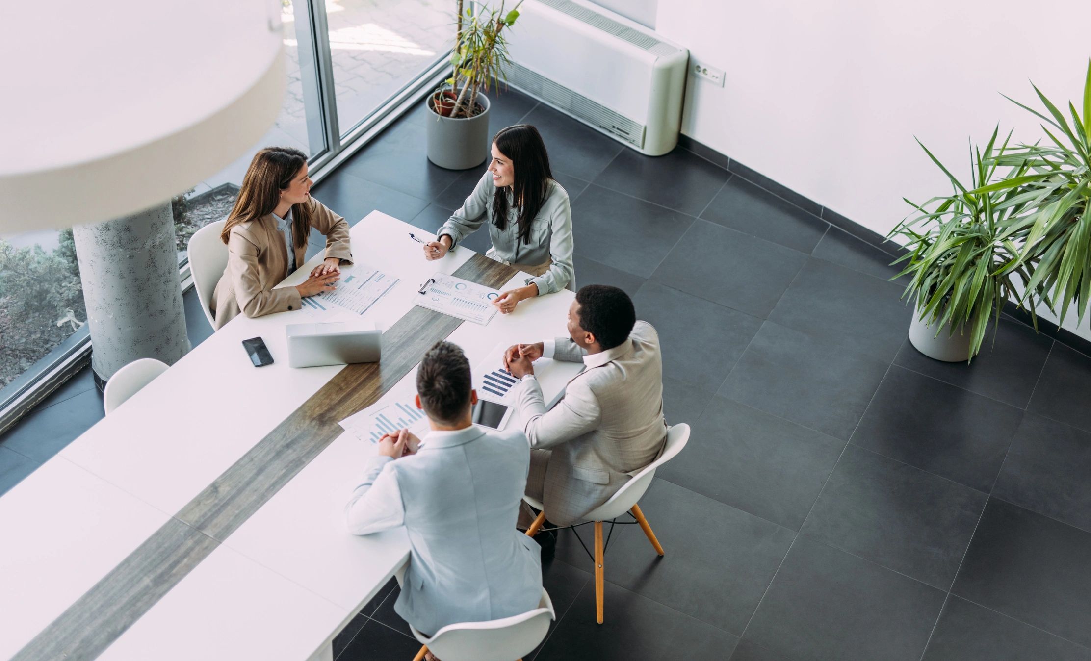 Business team collaborating in a professional office